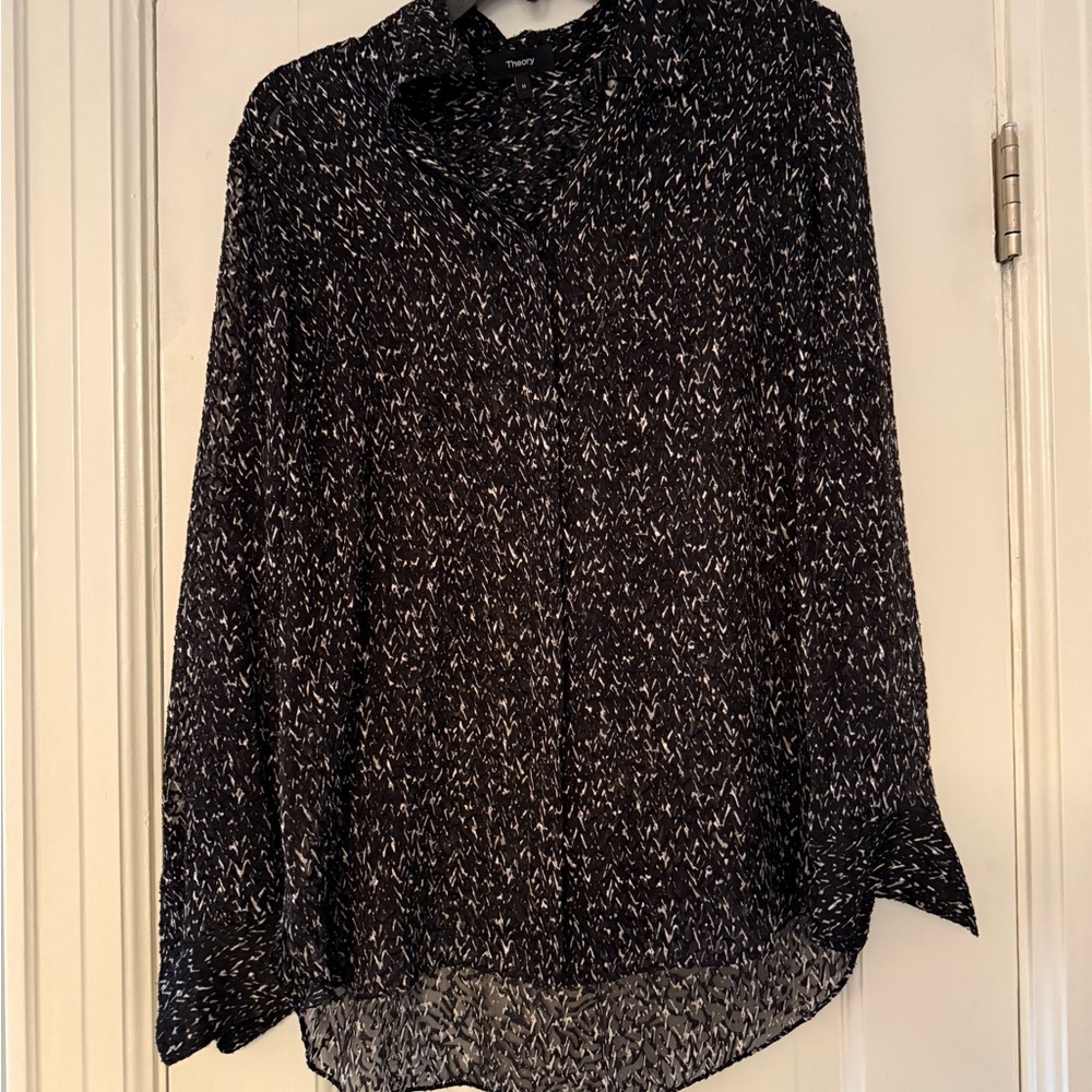 Theory Black and White Button Down Shirt